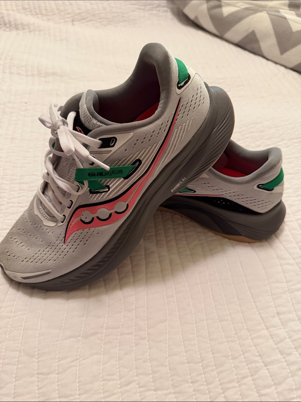 Saucony Women's Gray Running Shoes with Pink & Green Accents